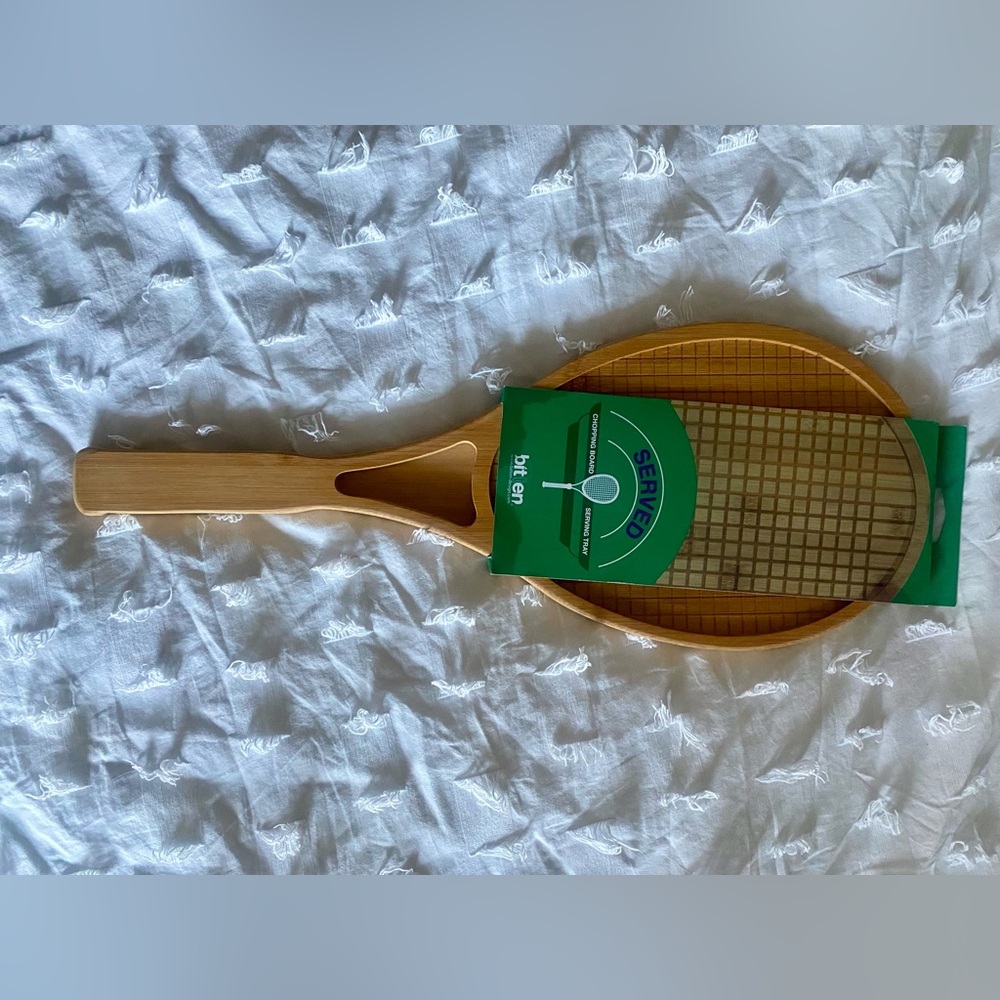 Bitten Bamboo Cheese / Serving Board - Badminton/Racket